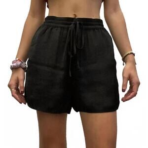 NEW KLD. SIGNATURE satin drawstring shorts in black